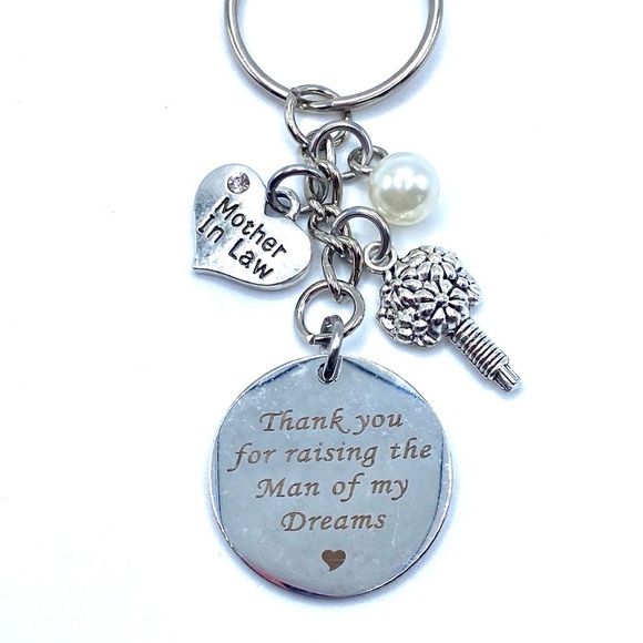 Mother In Law Keychain Bag Charm Thank You For Raising The Man Of My Dreams - Picture 3 of 7